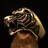 Excellent crafted Men's Predator Ring Tiger red CZ Eyes - Solid Brass - BikeRing4u