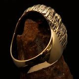 Excellent crafted Men's Animal Ring Male Lion Red CZ Eyes - Solid Brass - BikeRing4u