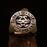 Nicely crafted Men's ancient Viking Runes Ring Black - Solid Brass - BikeRing4u