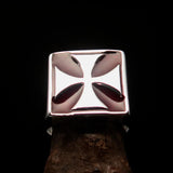 Perfectly crafted Men's Biker Ring red Iron Cross - Sterling Silver - BikeRing4u