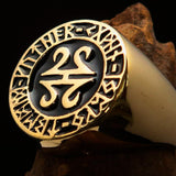 Nicely crafted Men's ancient Viking Runes Ring Black - Solid Brass - BikeRing4u