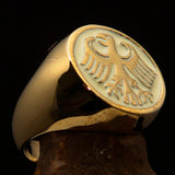 Nicely crafted Men's Seal Ring German Eagle White - Solid Brass - BikeRing4u