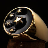 Perfectly crafted Men's Chinese Flag Ring Black - Solid Brass - BikeRing4u