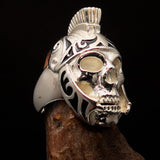 Excellent crafted Men's Skull Biker Ring black Roman Centurion - Sterling Silver - BikeRing4u