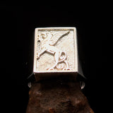 Perfectly crafted Men's Griffin Ring Griffon - two tone Sterling Silver - BikeRing4u