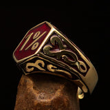 Excellent crafted Men's Red Outlaw Biker Ring 1% - Solid Brass - BikeRing4u