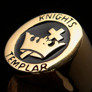 Excellent crafted Men's Black Knights Templar Ring - Solid Brass - BikeRing4u