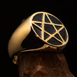 Perfectly crafted Men's Solid Line Pentagram Ring Black - Brass - BikeRing4u