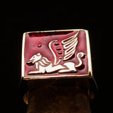 Perfectly crafted Men's Ring winged Lion of Venice Red - Solid Brass - BikeRing4u