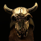 Excellent crafted Men's Bull Skull Cowboy Ring - solid Brass - BikeRing4u