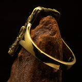 Perfectly crafted Brass Men's Buddha Ring ancient Bayon Angkor Wat - BikeRing4u