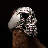 Excellent crafted Men's Tribal Skull Ring - Sterling Silver - BikeRing4u