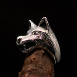 Excellent crafted Men's Animal Ring Wolf's Head - Sterling Silver - BikeRing4u
