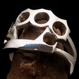 Excellent crafted Men's Biker Sterling Silver Ring Knuckle Duster - BikeRing4u