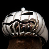 Excellent crafted Halloween Men's Sterling Silver Pumpkin Ring - BikeRing4u