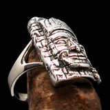 Excellent crafted Sterling Silver Buddha Men's Ring ancient Bayon Angkor Wat - BikeRing4u