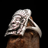 Excellent crafted Sterling Silver Buddha Men's Ring ancient Bayon Angkor Wat - BikeRing4u