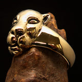 Excellent crafted solid Brass Animal Ring Lioness female Lion - BikeRing4u