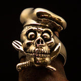 Excellent crafted Men's Chef Skull Ring Knife and Fork - Solid Brass - BikeRing4u
