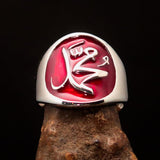 Excellent crafted Men's red Muhammad Muslim Ring - Sterling Silver - BikeRing4u