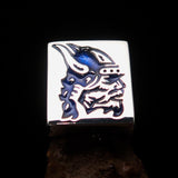 Perfectly crafted Men's Ring blue Viking Warrior - Sterling Silver - BikeRing4u