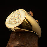 Nicely crafted Men's Triquetra Ring Celtic Triskelion Knot White - Solid Brass - BikeRing4u