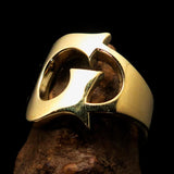 Mirror polished Men's Brass Initial Ring one bold Letter G - BikeRing4u