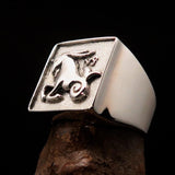 Excellent crafted Men's Zodiac Ring Star Sign Capricorn - two tone Sterling Silver - BikeRing4u