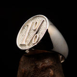 Nicely crafted Men's Outlaw Ring oval 1% Percent Symbol - two tone Sterling Silver - BikeRing4u