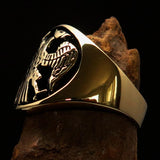 Excellent crafted ancient Men's Twin Head Eagle Ring - antiqued Brass - BikeRing4u