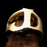 Mirror polished Men's Brass Initial Ring one bold Letter J - BikeRing4u