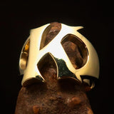 Mirror polished Men's Brass Initial Ring one bold Letter K - BikeRing4u