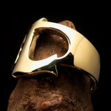 Mirror polished Men's Brass Initial Ring one bold Letter L - BikeRing4u
