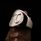 Excellent crafted Men's Greek Letter PI Ring - two tone Sterling Silver - BikeRing4u