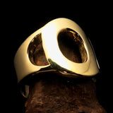 Mirror polished Men's Brass Initial Ring one bold Letter O - BikeRing4u