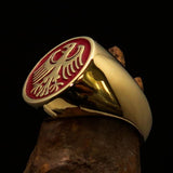 Nicely crafted Men's Seal Ring German Eagle Red - Solid Brass - BikeRing4u