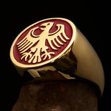 Nicely crafted Men's Seal Ring German Eagle Red - Solid Brass - BikeRing4u