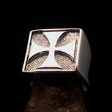 Perfectly crafted Men's Biker Ring Iron Cross - two tone Sterling Silver - BikeRing4u