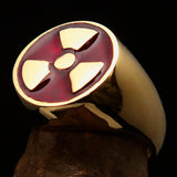 Perfectly crafted Men's Gamer Ring Radioactive Symbol Red - Solid Brass - BikeRing4u