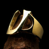 Mirror polished Men's Brass Initial Ring one bold Letter U - BikeRing4u