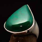 Tear shaped Mirror polished Sterling Silver Ring Green Malachite - Size 10 - BikeRing4u