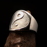 Excellent crafted Men's Yin Yang Ring - two tone Sterling Silver - BikeRing4u