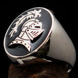Perfectly crafted Men's Medieval Ring Brave Knight Black - Sterling Silver - BikeRing4u