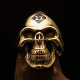 Excellent crafted Men's Biker Skull Ring Diamond 1% Outlaw Symbol Black - BikeRing4u