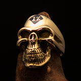 Excellent crafted Men's Biker Skull Ring Diamond 1% Outlaw Symbol Black - BikeRing4u