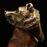 Excellent crafted Men's Brass Animal Ranger Ring detailed Grizzly Bear - BikeRing4u