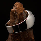 Excellent crafted Men's Heptagon Ring seven sided Polygon - antiqued Sterling Silver - BikeRing4u