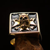 Excellent crafted Men's Pirate Skull Ring Black Maltese Cross - Solid Brass - BikeRing4u