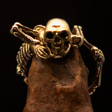 Men's Brass Costume Band Ring Alien Skeleton Skull - BikeRing4u