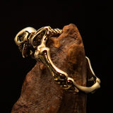 Men's Brass Costume Band Ring Alien Skeleton Skull - BikeRing4u